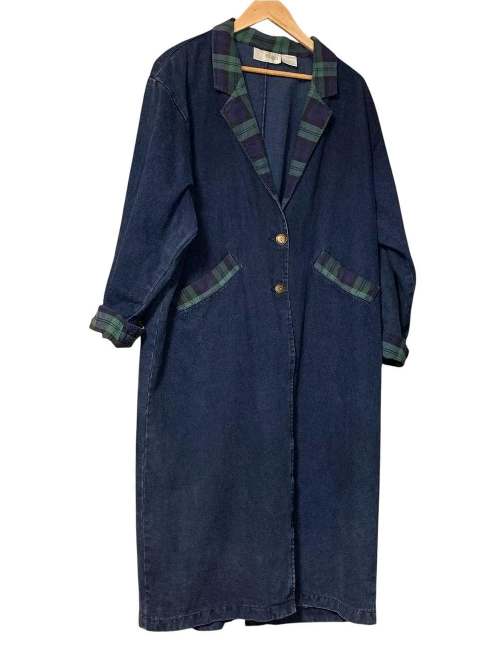 Vintage Denim Duster Jacket M 100% Cotton